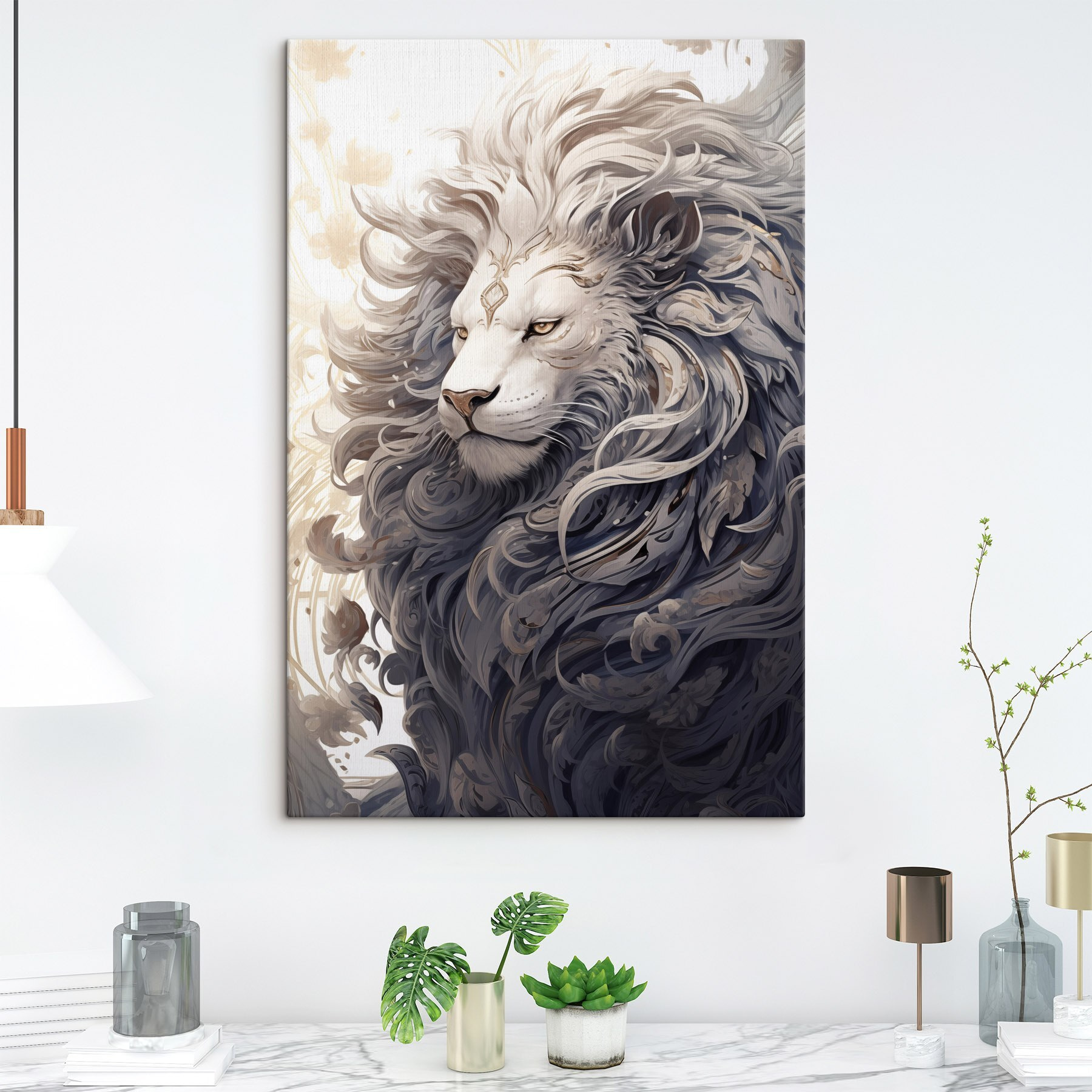 Lion with a decorative mane