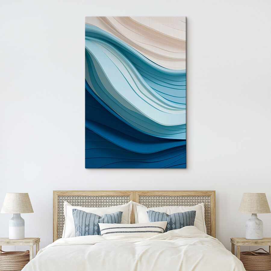 Blauwe en witte golvende lijnen
