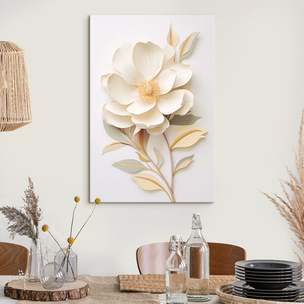 Papieren bloem met bladeren Papieren bloem met bladeren