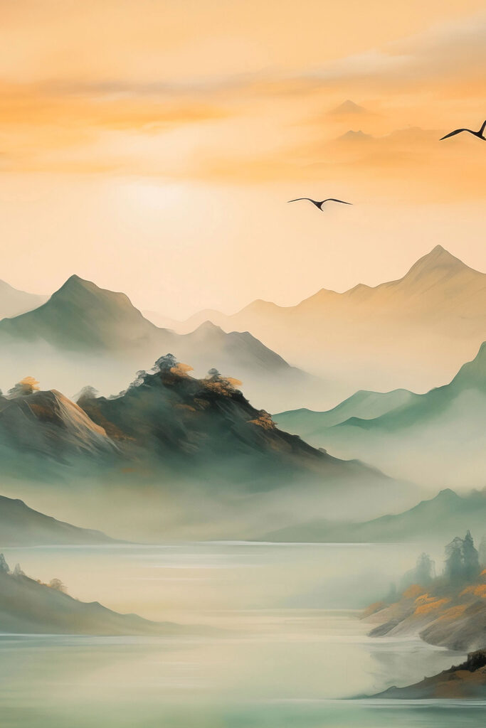 Birds flying over mountains Birds flying over mountains