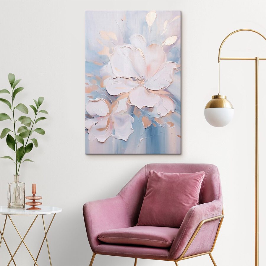 Schilderij van bloemen op een wit oppervlak