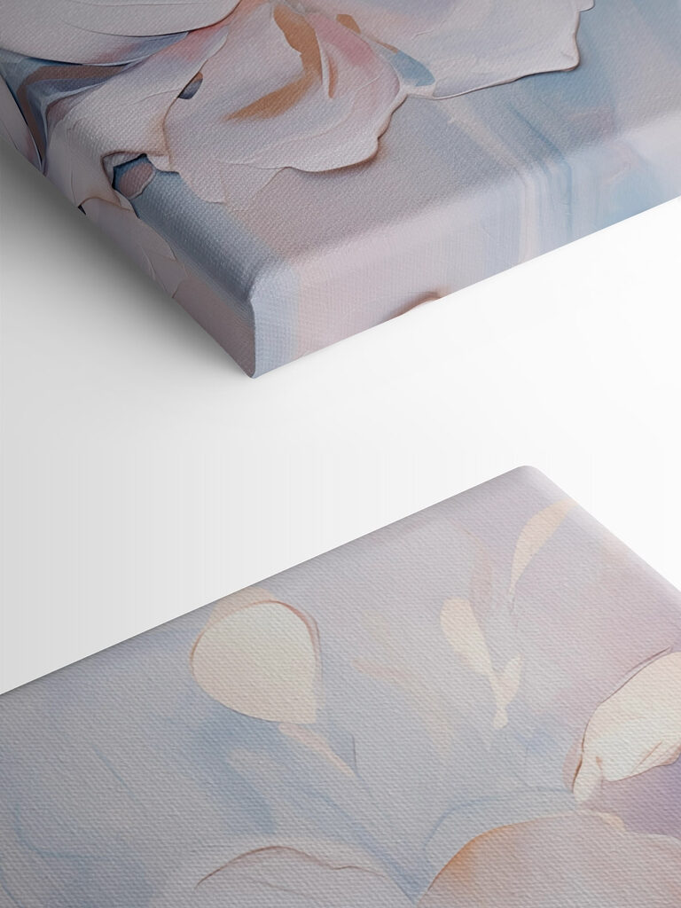 Painting of flowers on a white surface