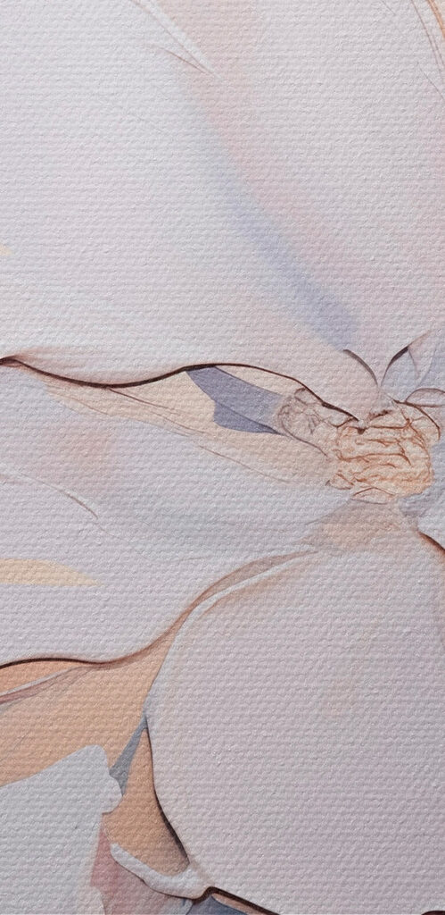 Painting of flowers on a white surface