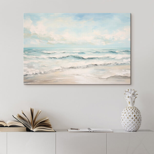 Schilderij van golven op een strand Schilderij van golven op een strand