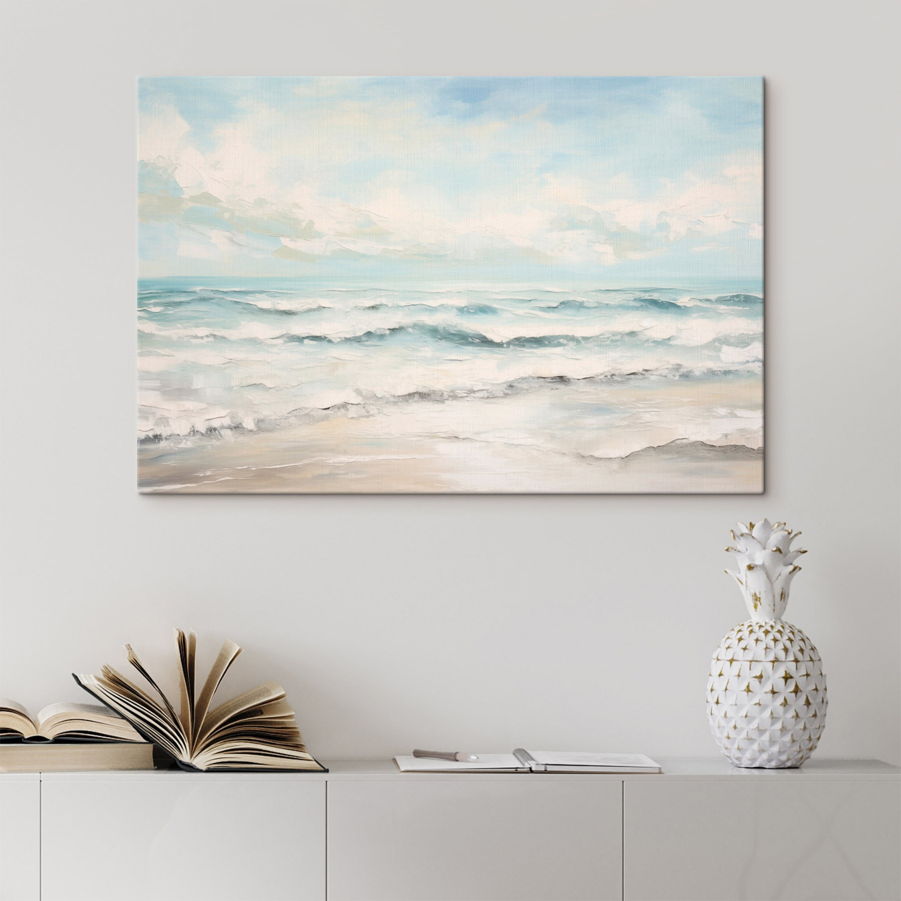 Painting of waves on a beach