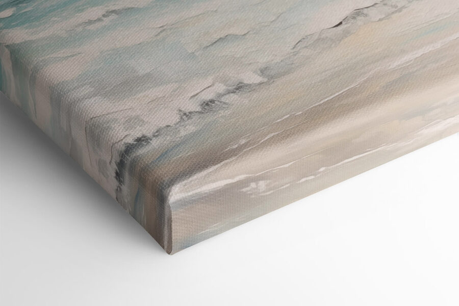 Schilderij van golven op een strand
