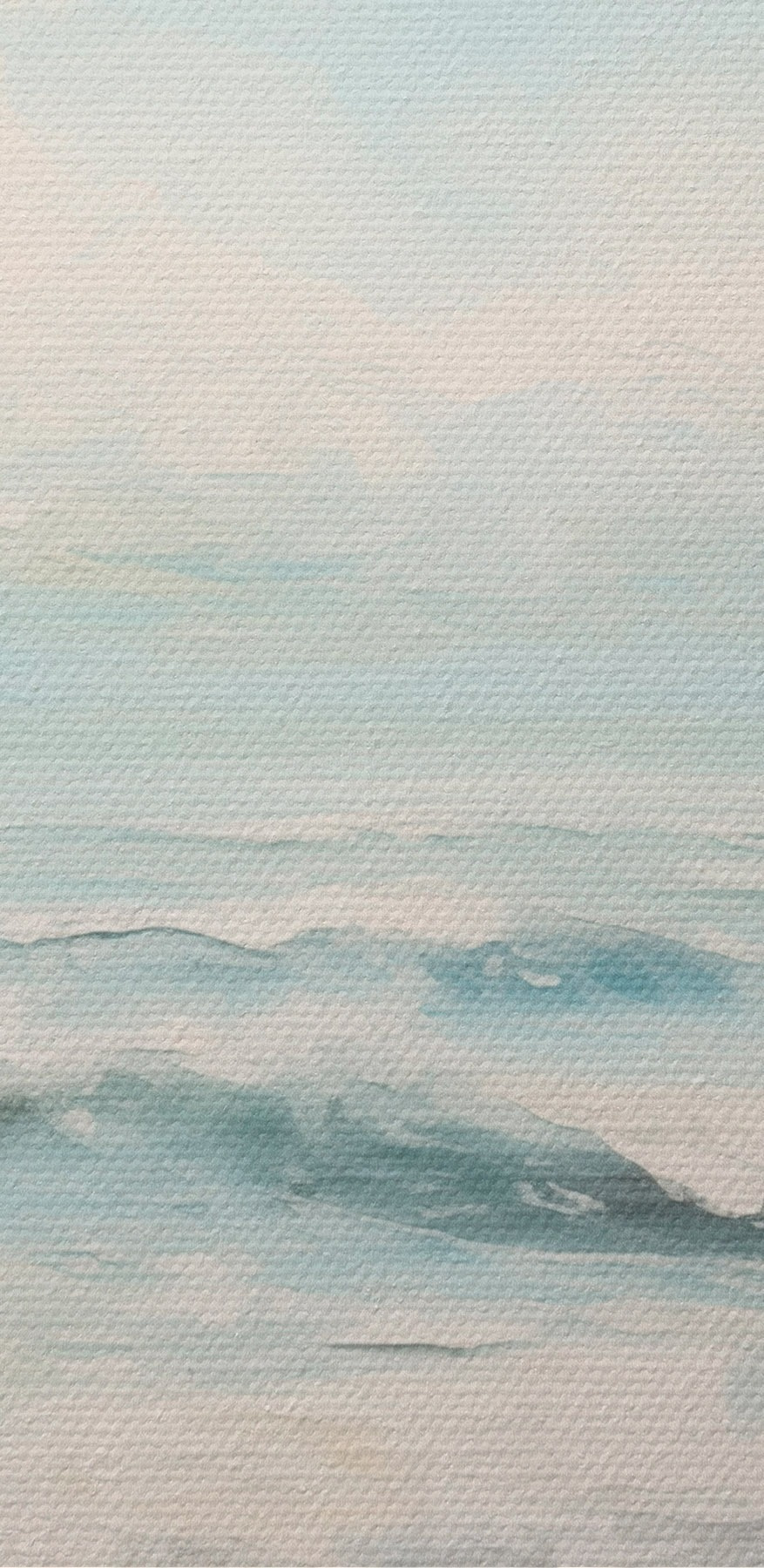 Schilderij van golven op een strand