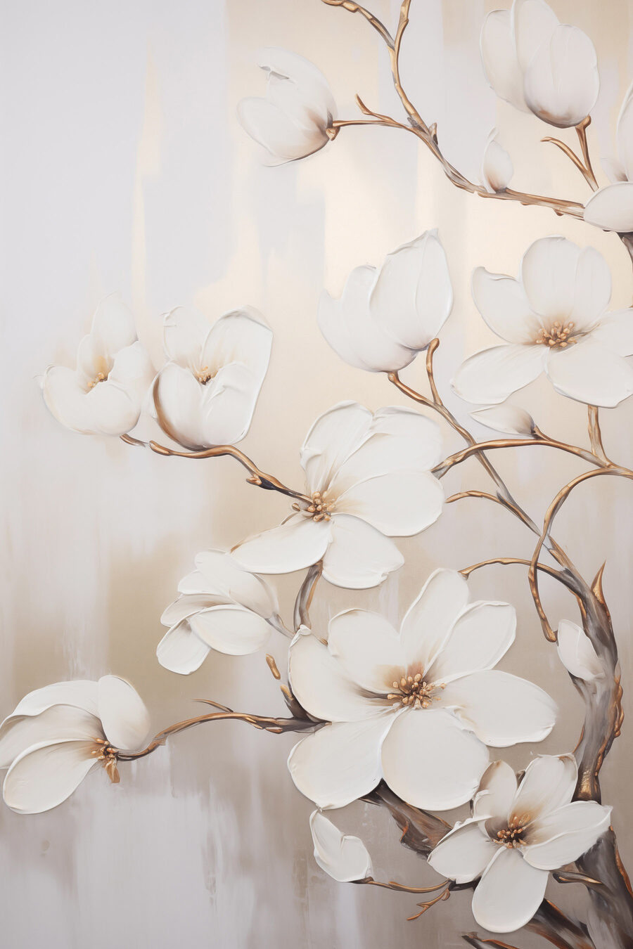 Schilderij van witte bloemen