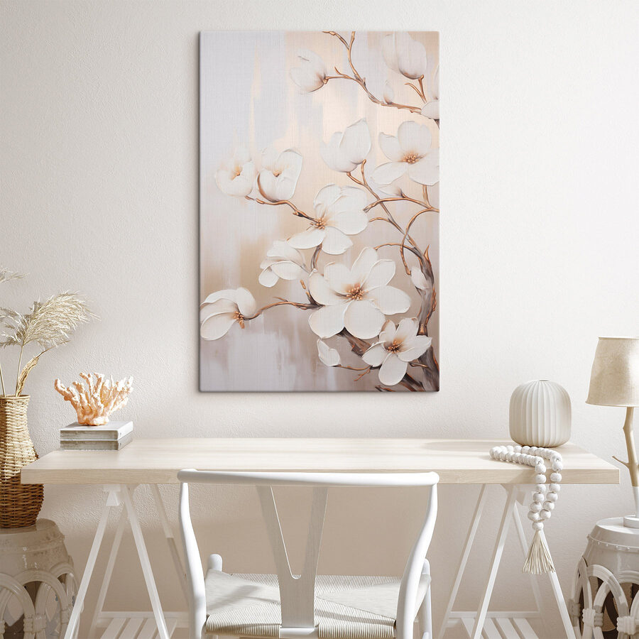 Schilderij van witte bloemen
