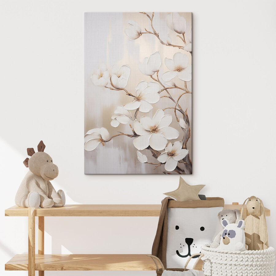 Schilderij van witte bloemen
