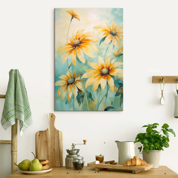 Schilderij van gele bloemen Schilderij van gele bloemen