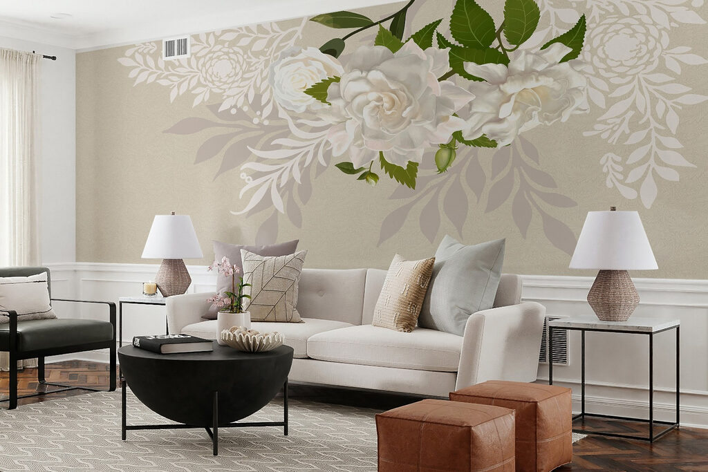 White flowers with green leaves White flowers with green leaves