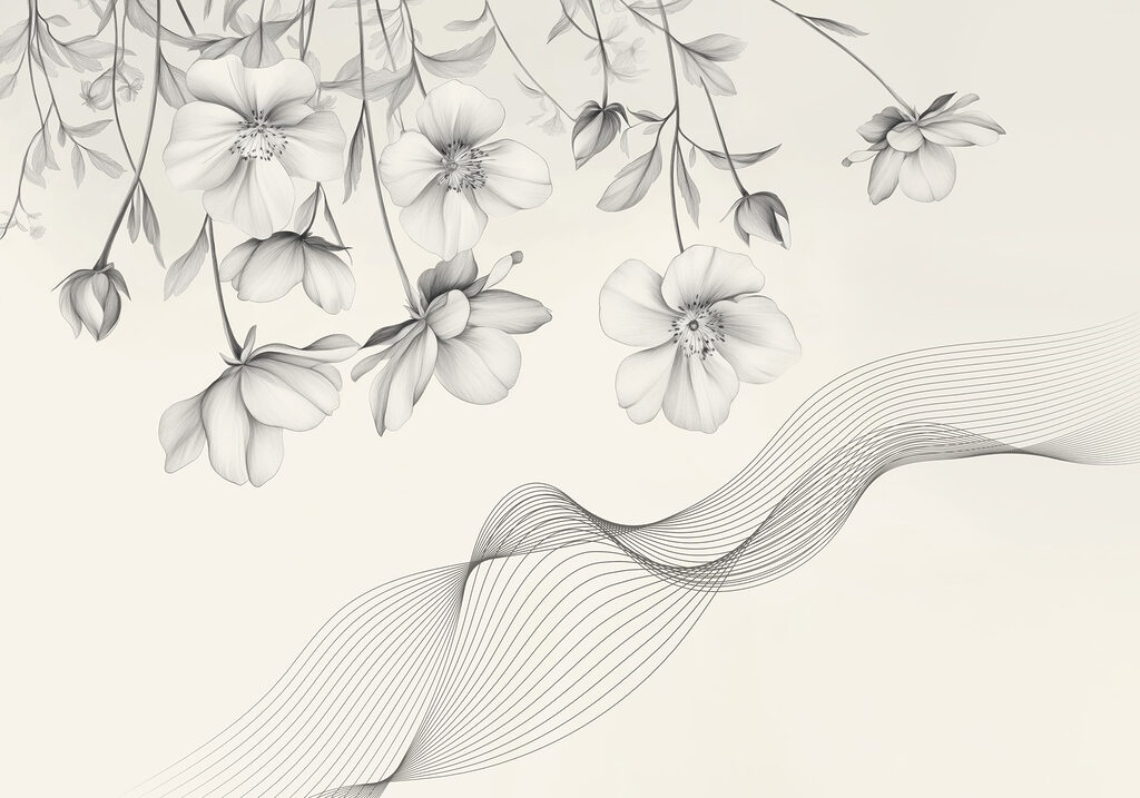 Delicate bloemen met vloeiende lijnen Delicate bloemen met vloeiende lijnen