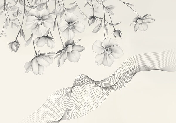 Delicate bloemen met vloeiende lijnen Delicate bloemen met vloeiende lijnen