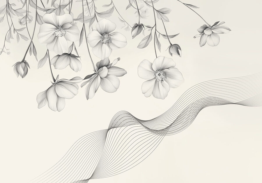 Delicate bloemen met vloeiende lijnen Delicate bloemen met vloeiende lijnen