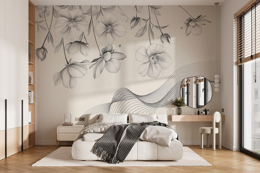 Delicate bloemen met vloeiende lijnen Delicate bloemen met vloeiende lijnen
