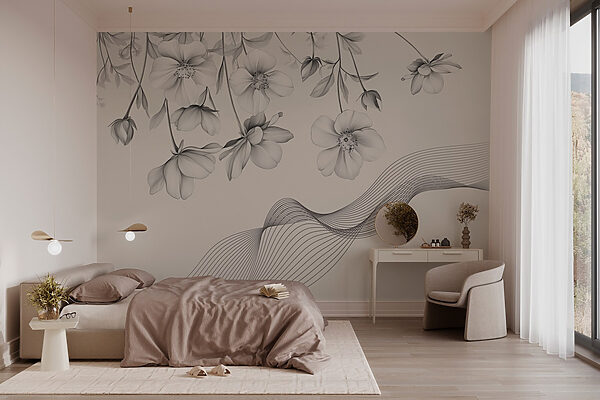 Delicate bloemen met vloeiende lijnen Delicate bloemen met vloeiende lijnen