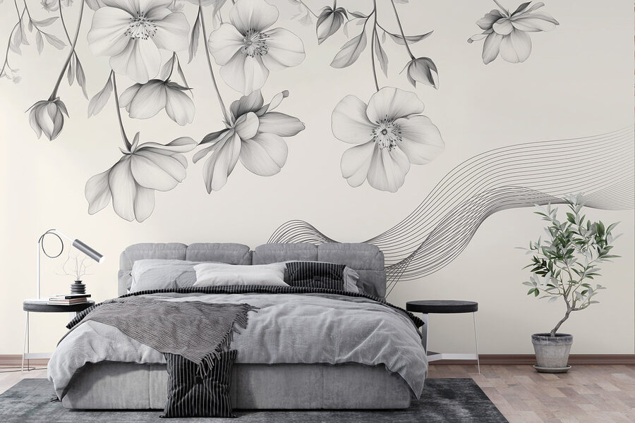 Delicate bloemen met vloeiende lijnen Delicate bloemen met vloeiende lijnen