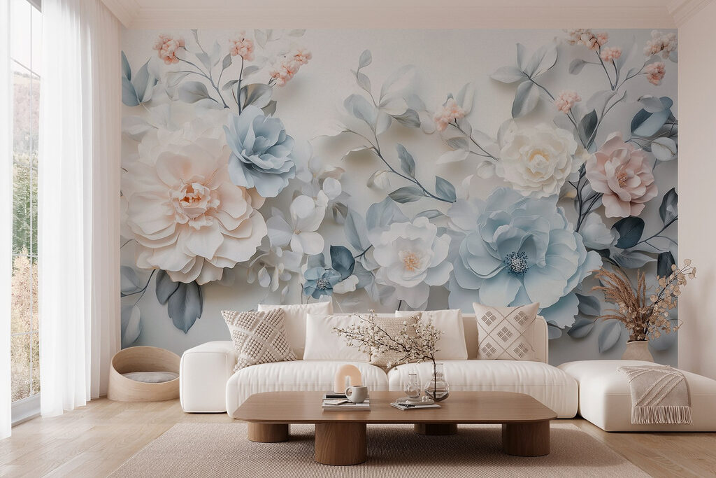 Group of flowers on a white surface Group of flowers on a white surface