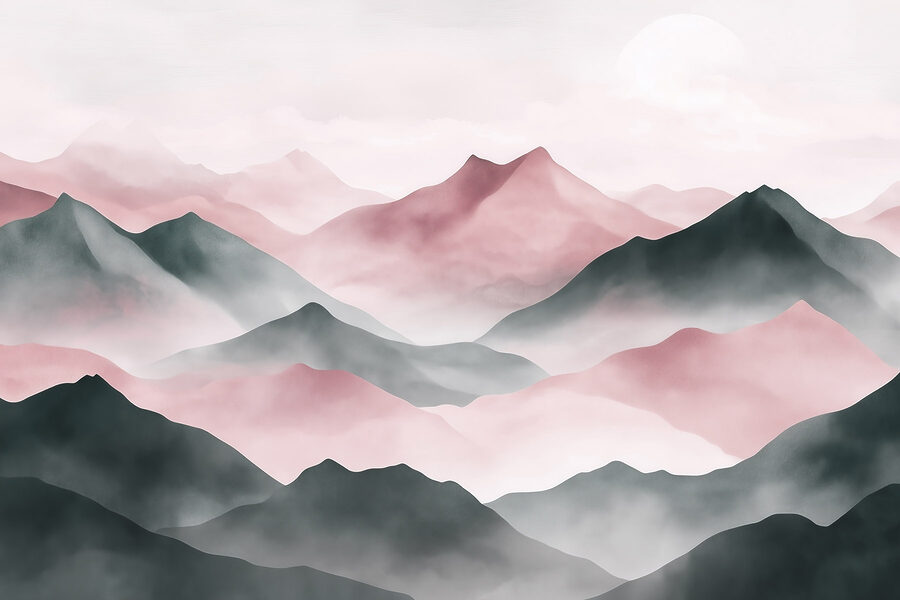 Bergketen met mist