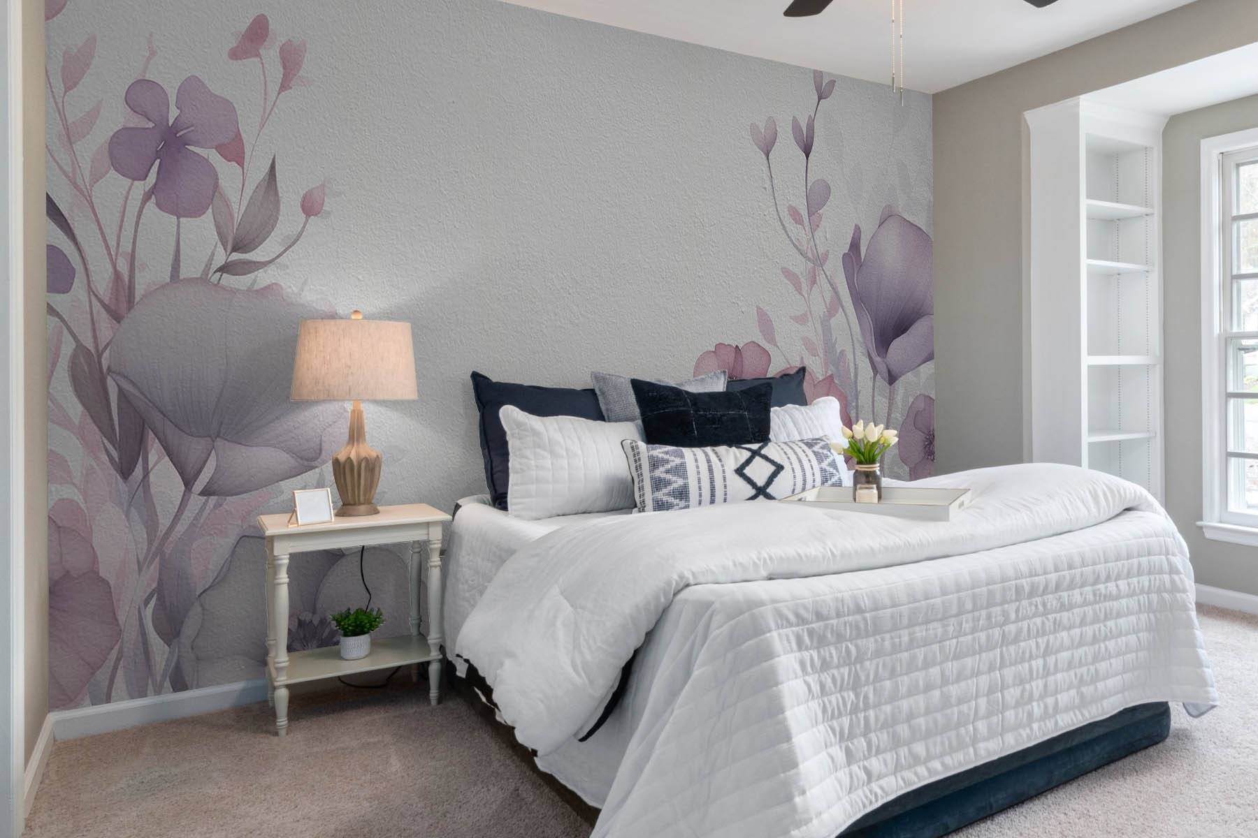 Painting of flowers on a white surface Painting of flowers on a white surface