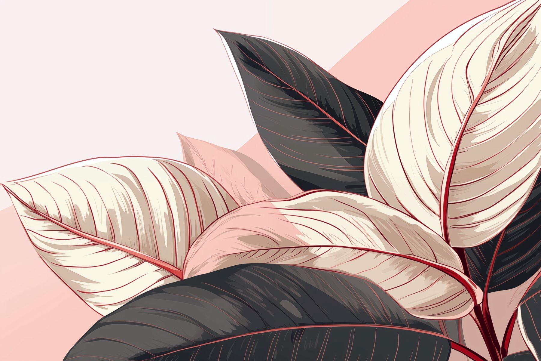 Lush leaves in soft pastel tones Lush leaves in soft pastel tones