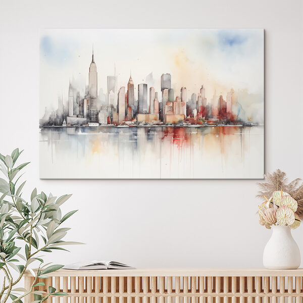 Aquarel van een stad Aquarel van een stad