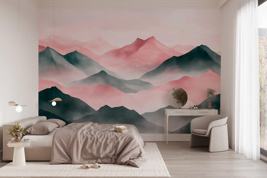 Bergketen met mist