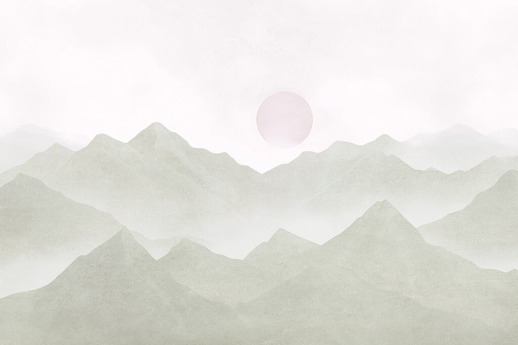 Bergketen met een zon in de verte Bergketen met een zon in de verte