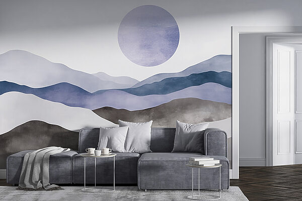 Landschap met bergen en een zon Landschap met bergen en een zon