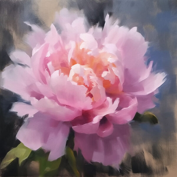 Roze bloem met groene bladeren s43216p 600x600 - Roze bloem met groene bladeren - tegory