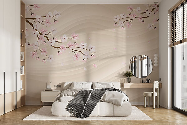 Boomtak met witte en roze bloemen Boomtak met witte en roze bloemen