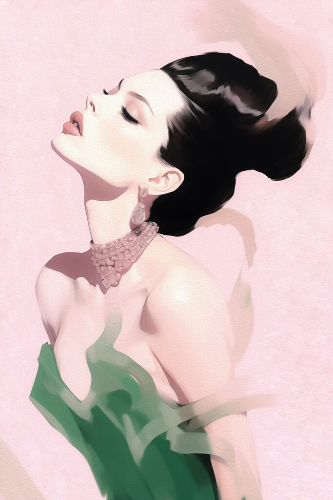 Woman with a high hair updo