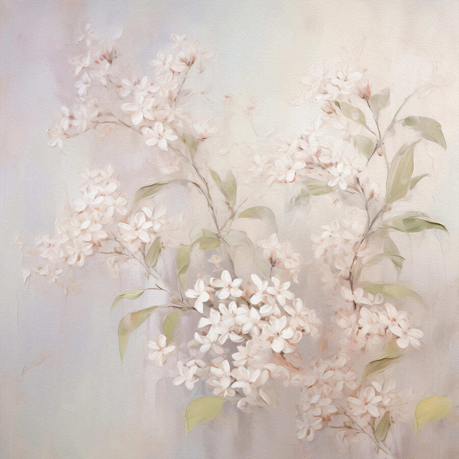 Schilderij van bloemen op een tak