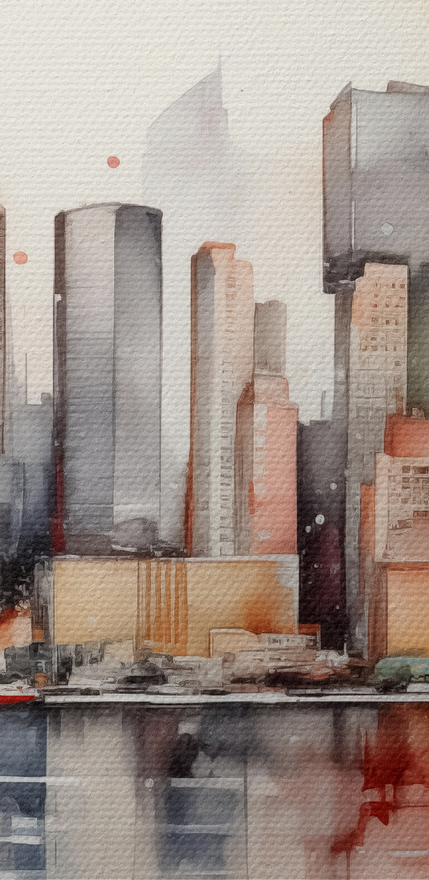 Aquarel van een stad Aquarel van een stad