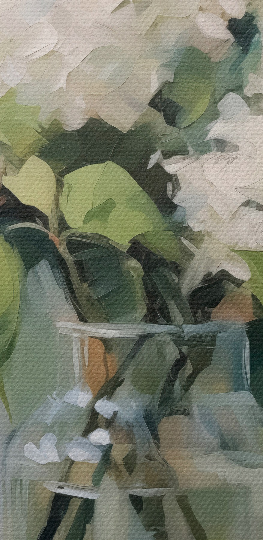 Schilderij van een boeket witte bloemen in een glazen pot Schilderij van een boeket witte bloemen in een glazen pot