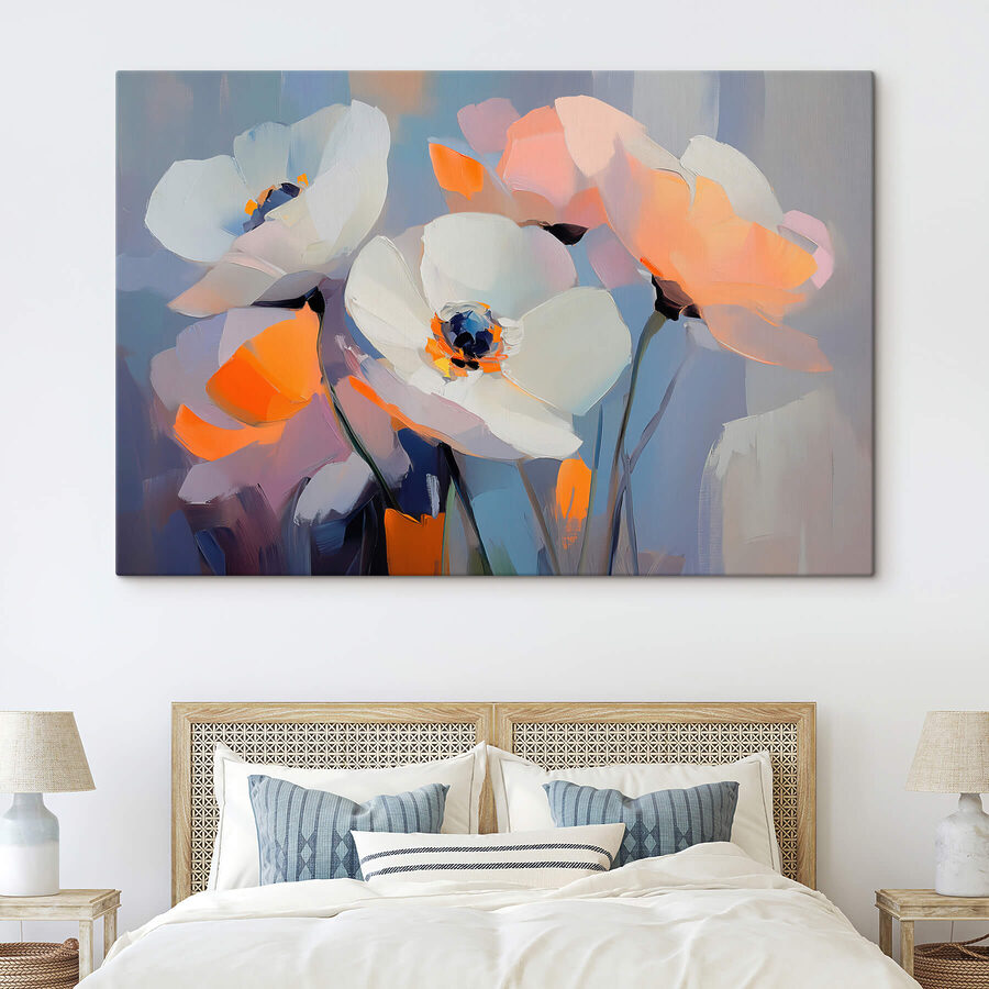 Schilderij van witte bloemen