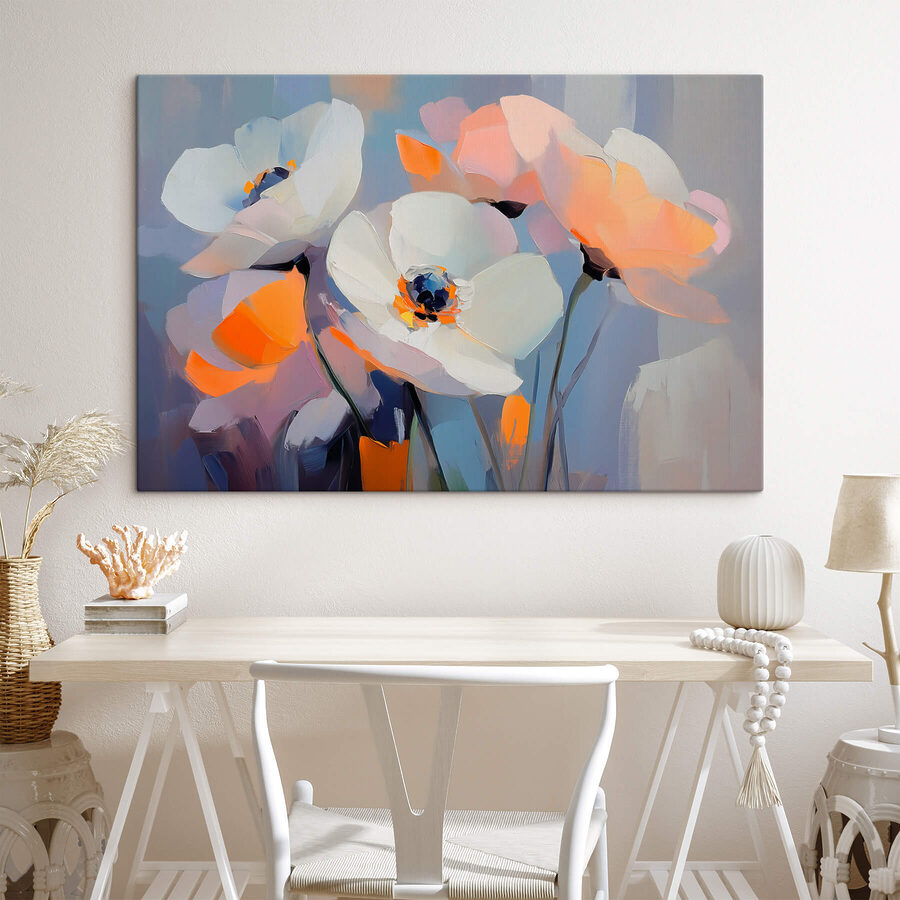 Schilderij van witte bloemen