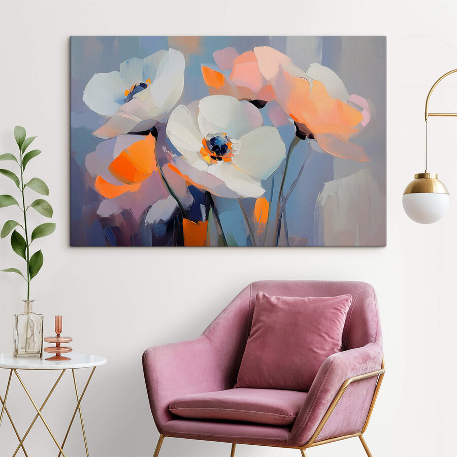 Schilderij van witte bloemen
