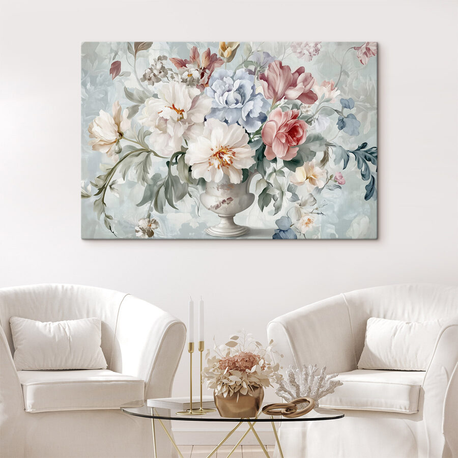 Schilderij van bloemen in een vaas