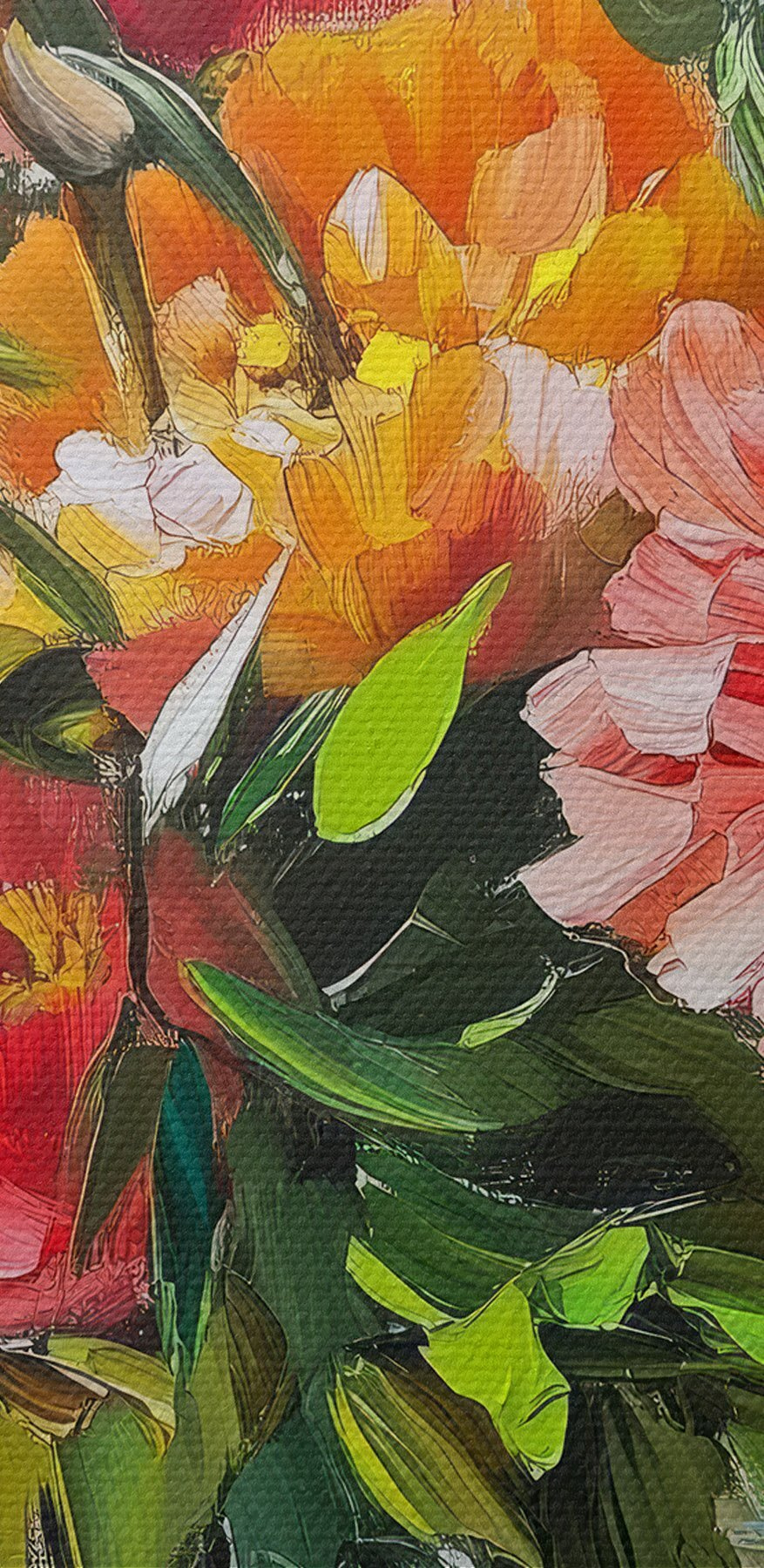 Schilderij van bloemen in een vaas
