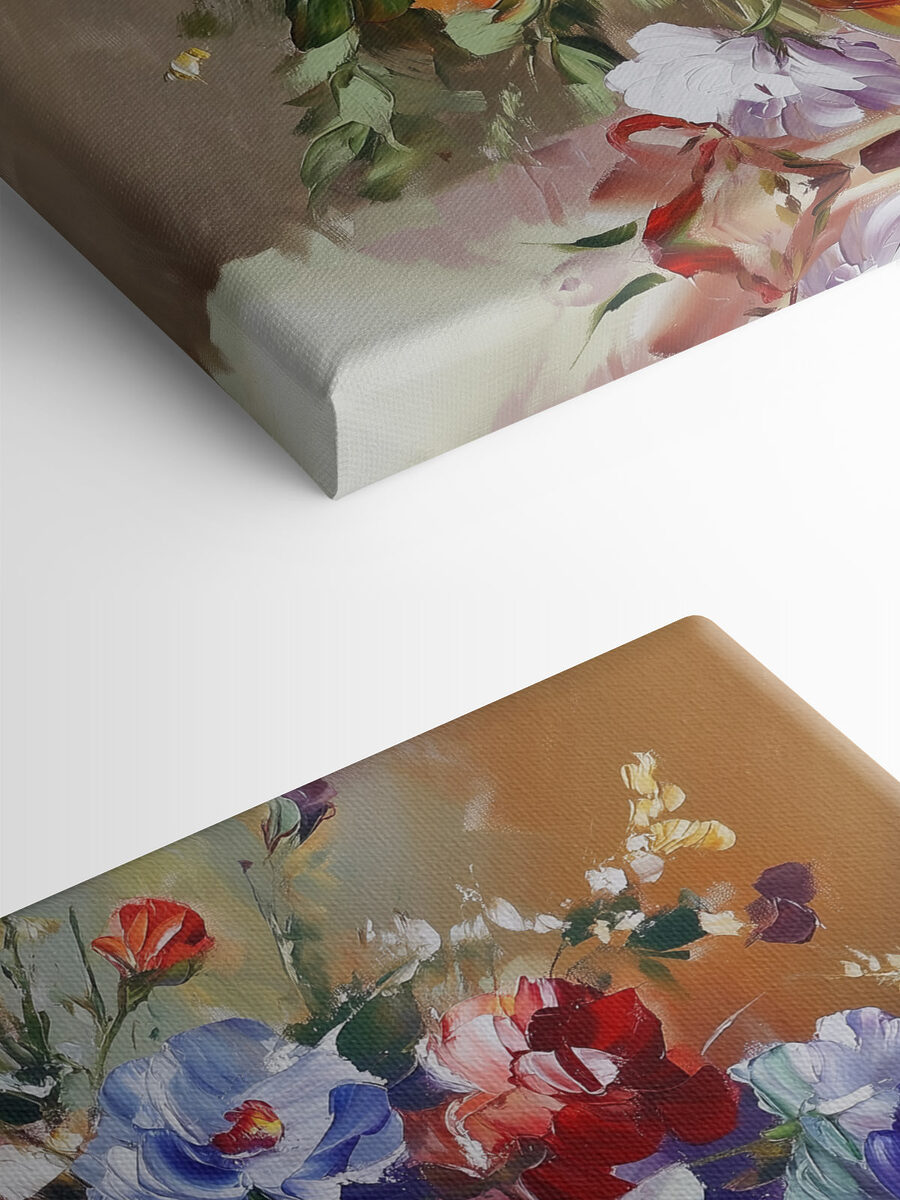 Schilderij van bloemen in een vaas