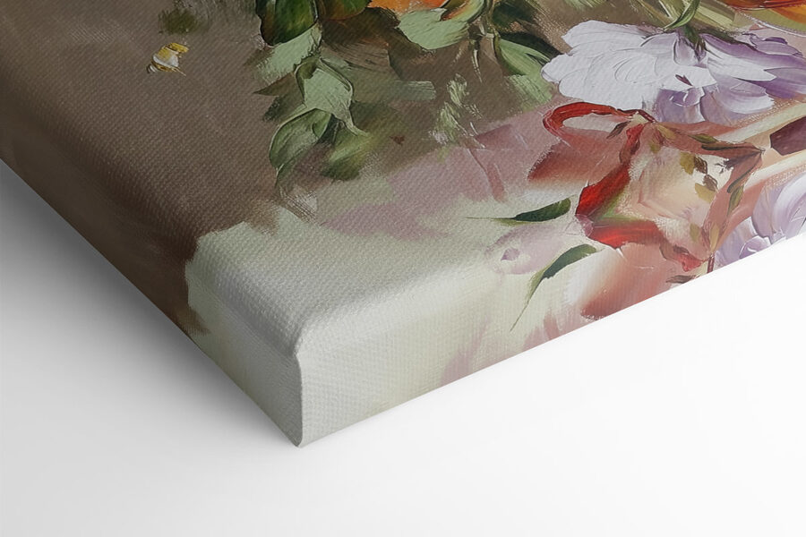 Schilderij van bloemen in een vaas