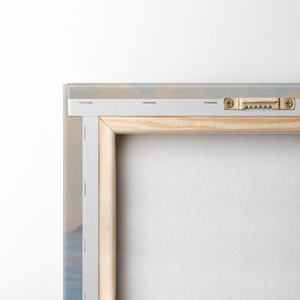 Painting of a town on a cliff by the water Painting of a town on a cliff by the water