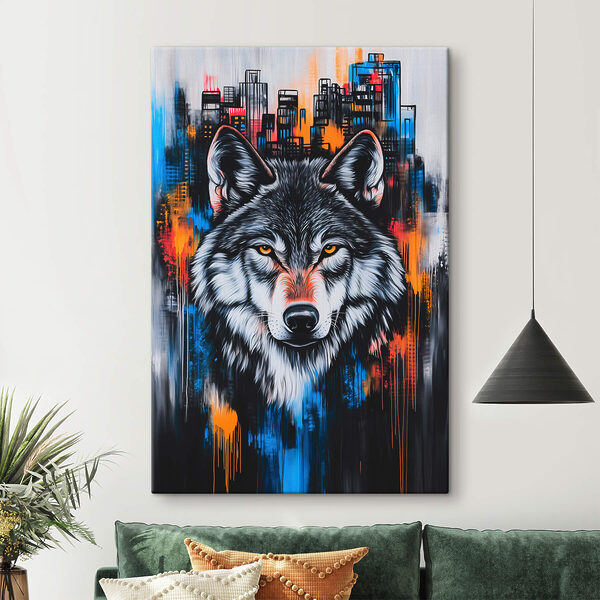 Schilderij van een wolf Schilderij van een wolf