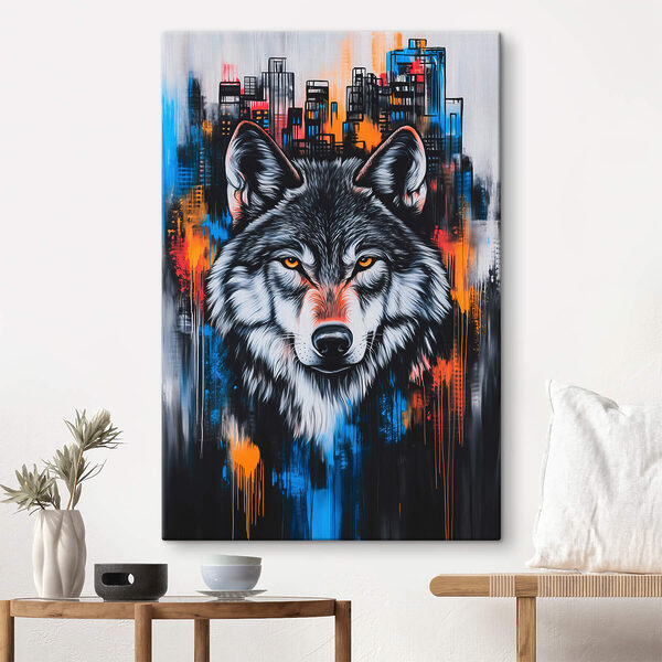 Schilderij van een wolf Schilderij van een wolf