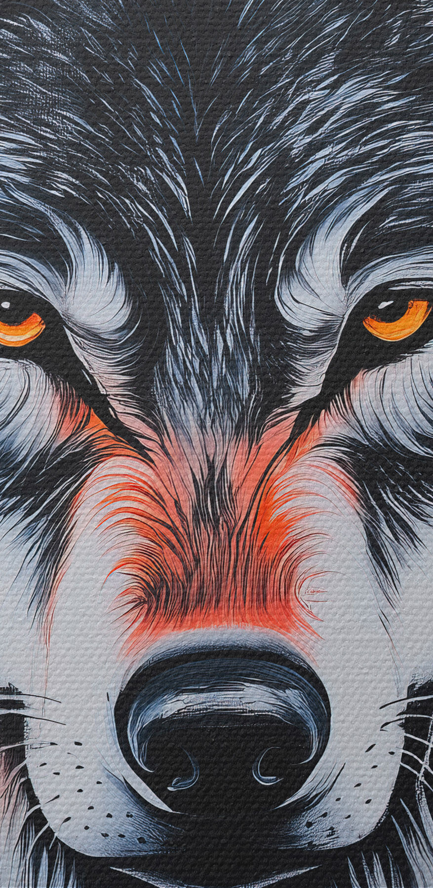 Schilderij van een wolf
