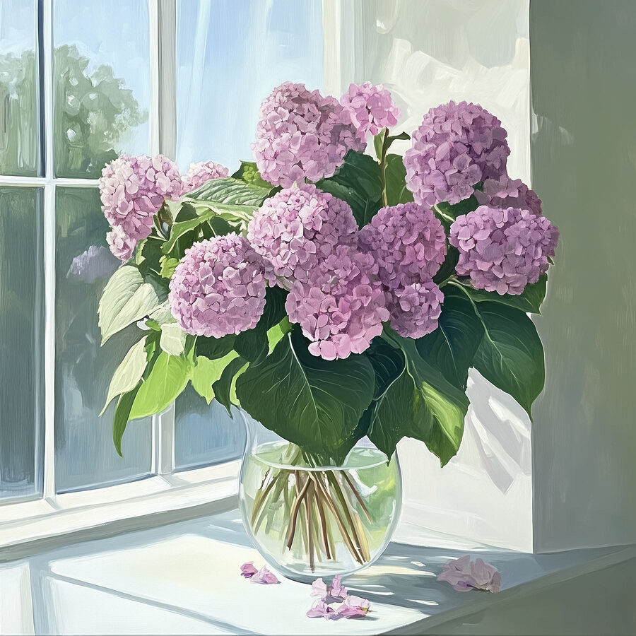 Schilderij van een vaas met bloemen