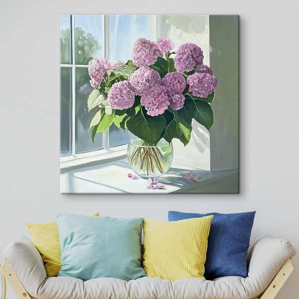 Schilderij van een vaas met bloemen Schilderij van een vaas met bloemen