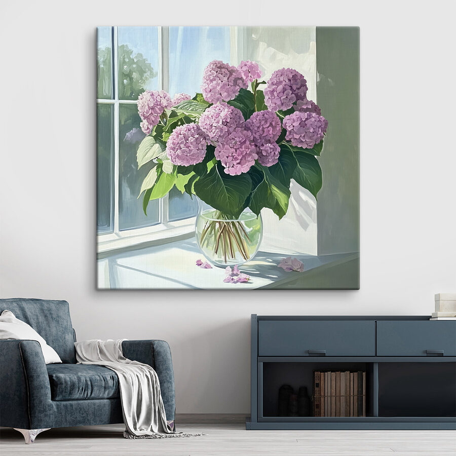 Schilderij van een vaas met bloemen